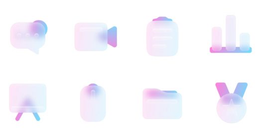 100 free glass Figma icons