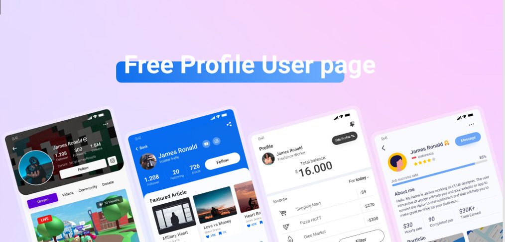 4 free Figma user profile screens