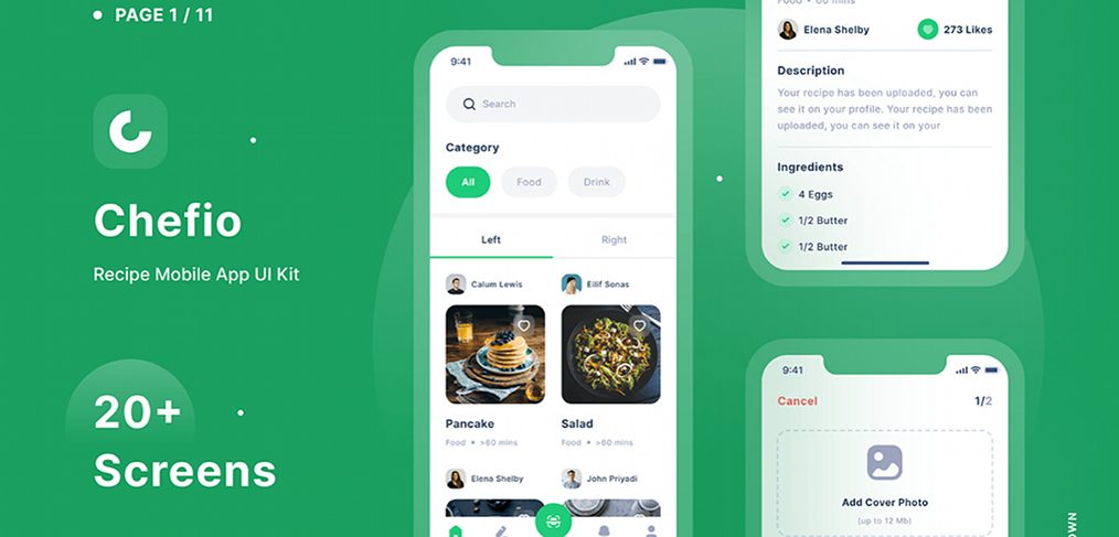 Chefio - Figma recipe app UI Kit