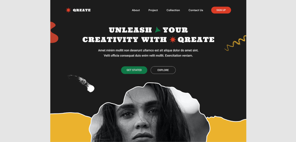 Creative hero section for homepage