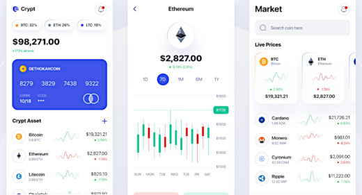 Crypto platform app Figma template