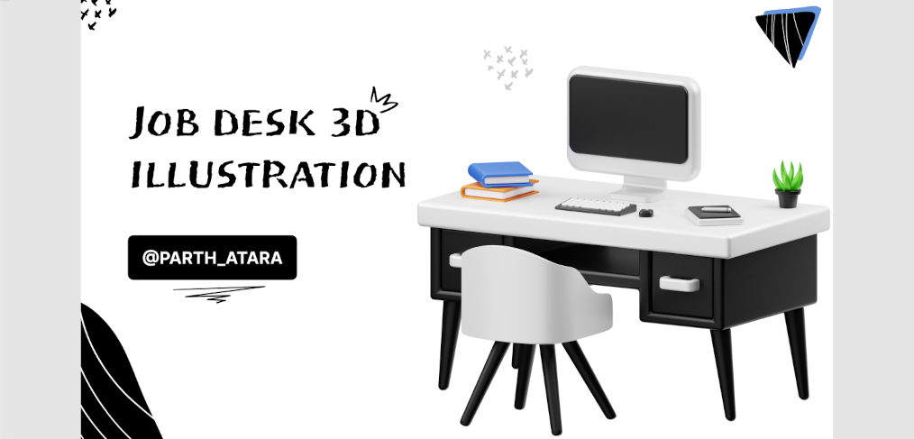 Desk 3D illustration made with Figma