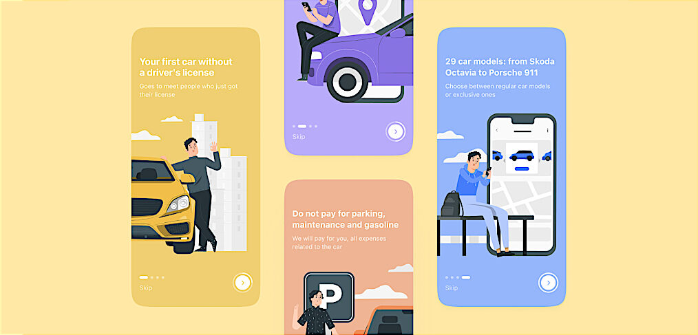 Figma car app onboarding screens