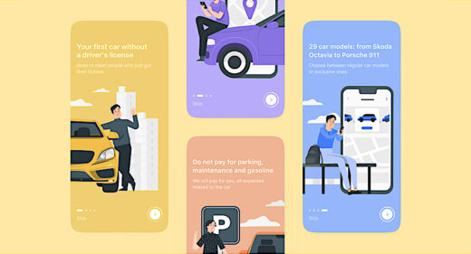 Figma car app onboarding screens