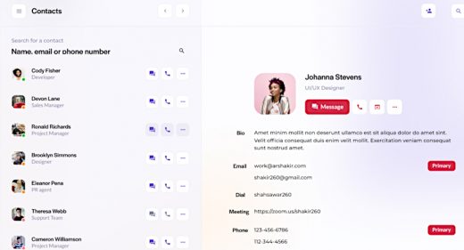 Figma contact manager dashboard