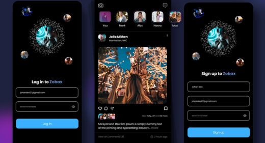 Figma dark mode social media app