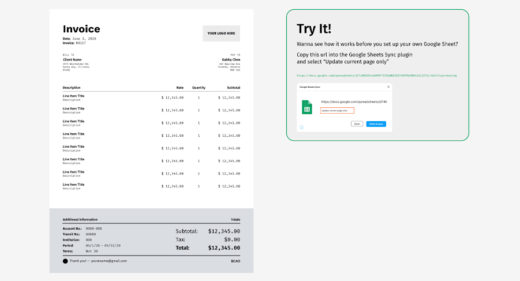 Figma invoice template and Google Sync