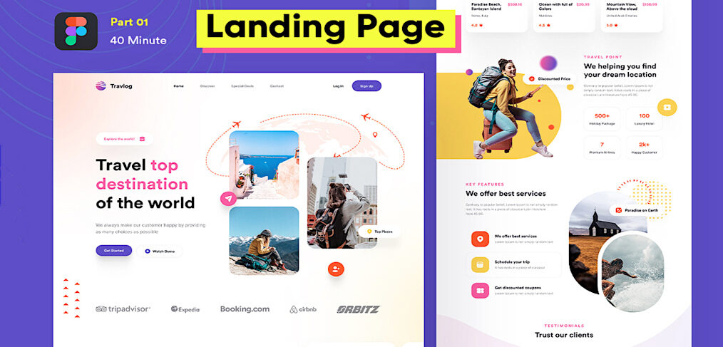 Figma travel landing page template