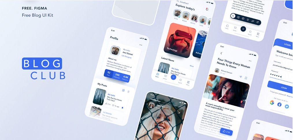 Free Figma blogging mobile template