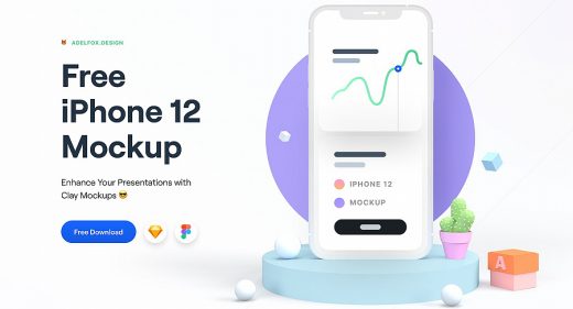 Free Figma iPhone 12 Clay Mockup