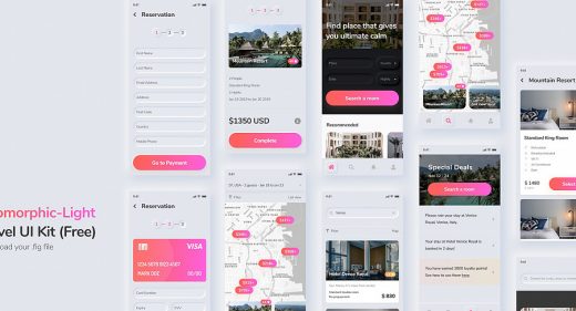 Free Figma travel UI kit (light)