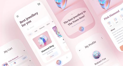 Free jewellery app template for Figma