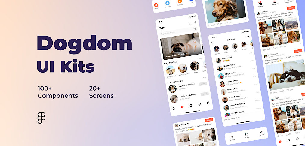 Free pets mobile UI kit for Figma