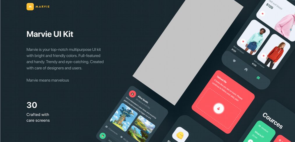 Marvi - Free Dark Figma UI kit