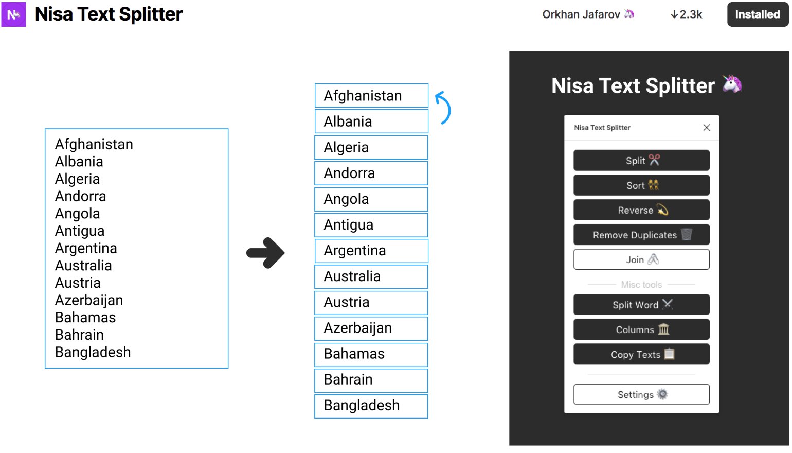 Nisa text splitter Figma Plugin