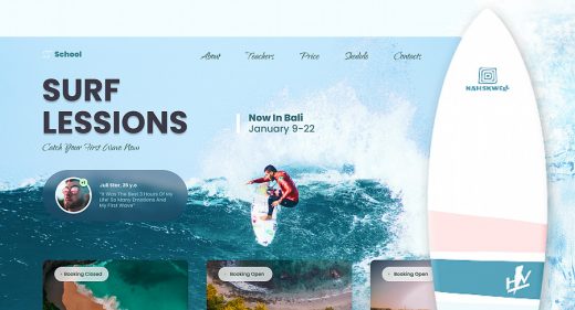 Surf school Figma website template